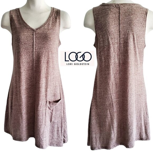 LOGO by Lori Goldstein Sleeveless Asymmetric Tunic Linen Blend Knit Size XS - Picture 1 of 15